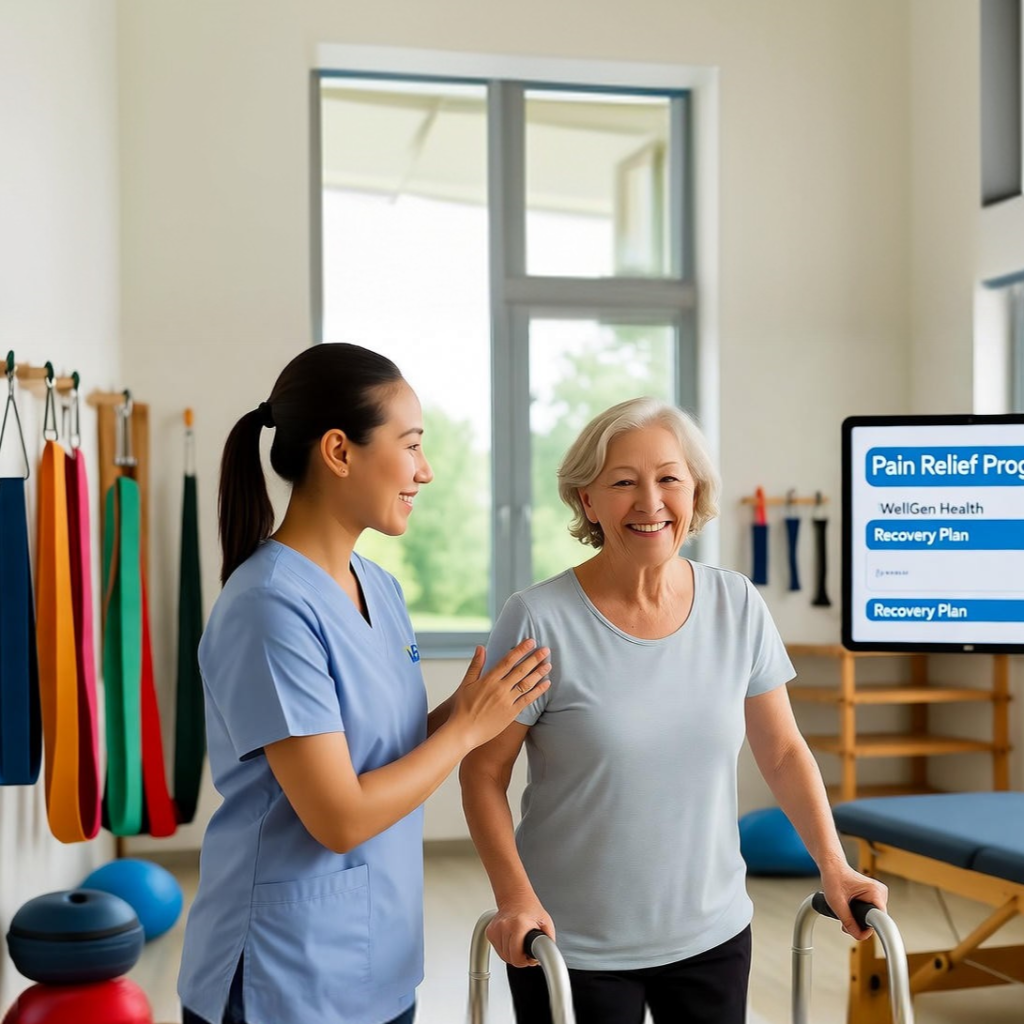 Patient receiving personalized chronic pain treatment and rehabilitation at WellGen Health