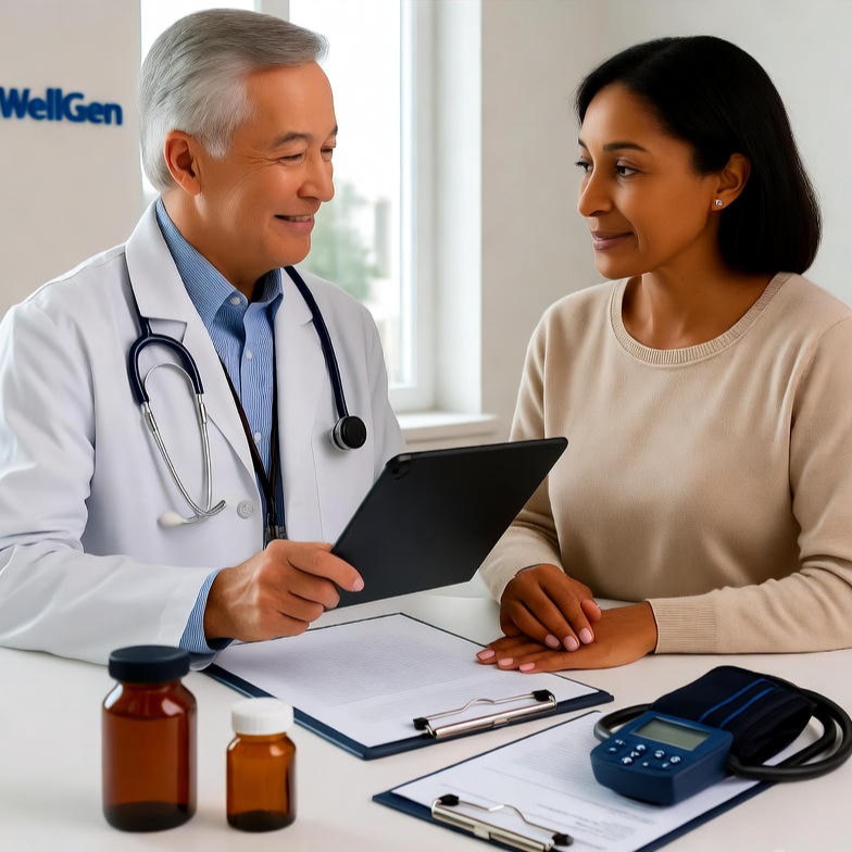 A graphic showing a personalized hypertension treatment plans both with 'Lifestyle' and 'Medication'