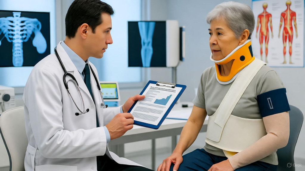 Medical professional performing a detailed personal injury evaluation on a patient at WellGen Health