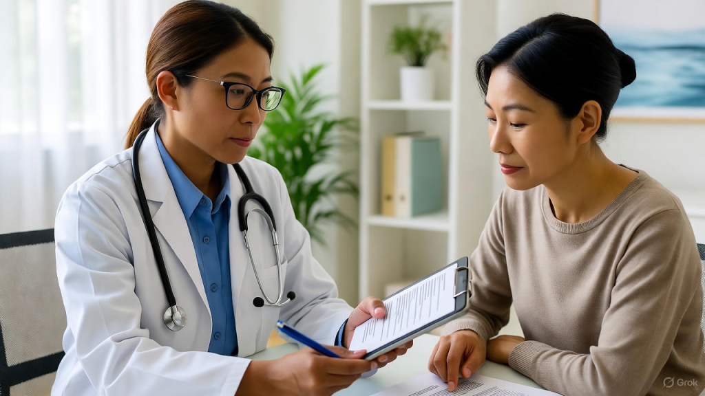 Mental health professional conducting a thorough diagnostic assessment with a patient at WellGen Health