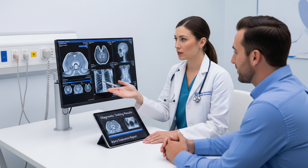 Medical professional performing advanced diagnostic imaging for personal injury assessment at WellGen Health