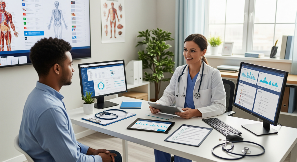 A visual flow chart graphic showing the six steps of the surgical clearance process: History, Exam, Testing, Risk Assessment, Optimization, and Final Approval, highlighting a smooth path to surgery.