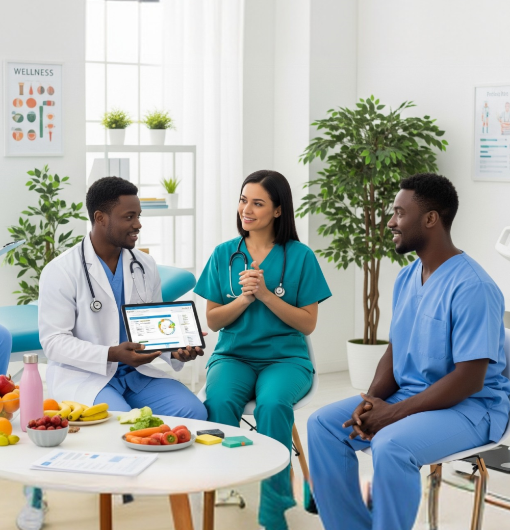 A pair of running shoes and a water bottle on a starting line, with a visible finish line in the distance, symbolizing the beginning of a successful, guided fitness and weight loss journey.