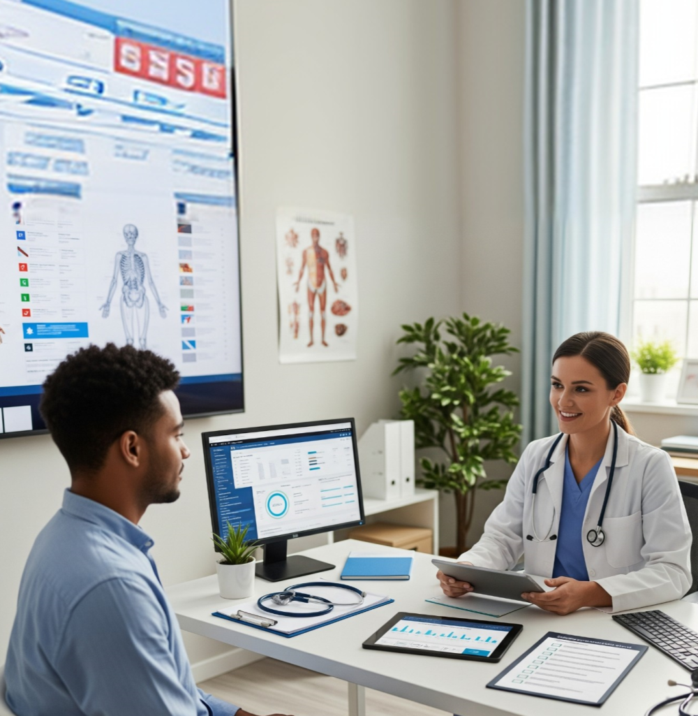 A visual flow chart graphic showing the six steps of the surgical clearance process: History, Exam, Testing, Risk Assessment, Optimization, and Final Approval, highlighting a smooth path to surgery.
